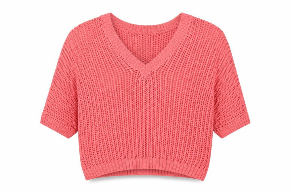 Front view of Jealous women’s pink v-neck acrylic jumper, size M, -, size M-l