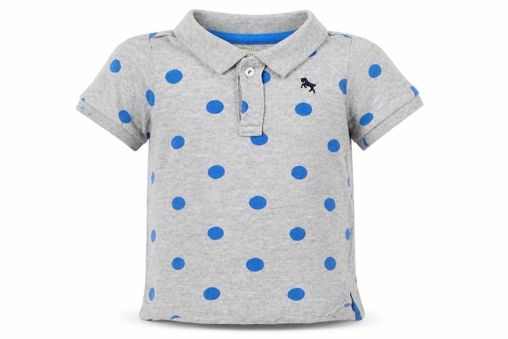 H&M Boys Grey Polka Dot Cotton Basic Polo Size 3-6 Months Collared Button