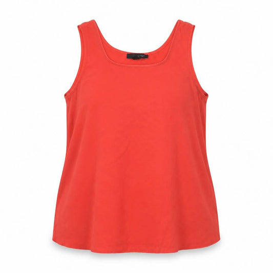 Front view of Atmosphere women’s red polyester basic tank, size UK 14, square neck