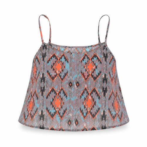 Boohoo Womens Grey Geometric Polyester Camisole Tank Size M Scoop Neck - Cropped