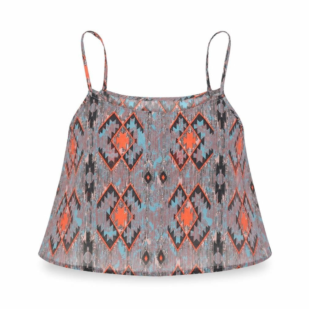 Boohoo Womens Grey Geometric Polyester Camisole Tank Size M Scoop Neck - Cropped
