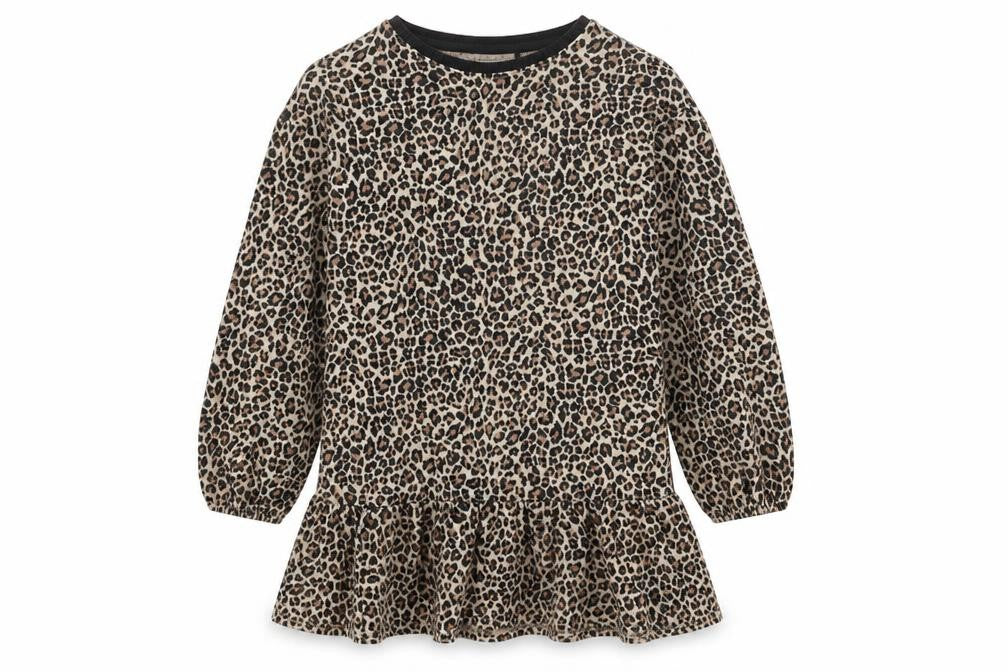 NEXT Girls Brown Animal Print Polyester A-Line Size 10 Years Round Neck Pullover - Leopard Print