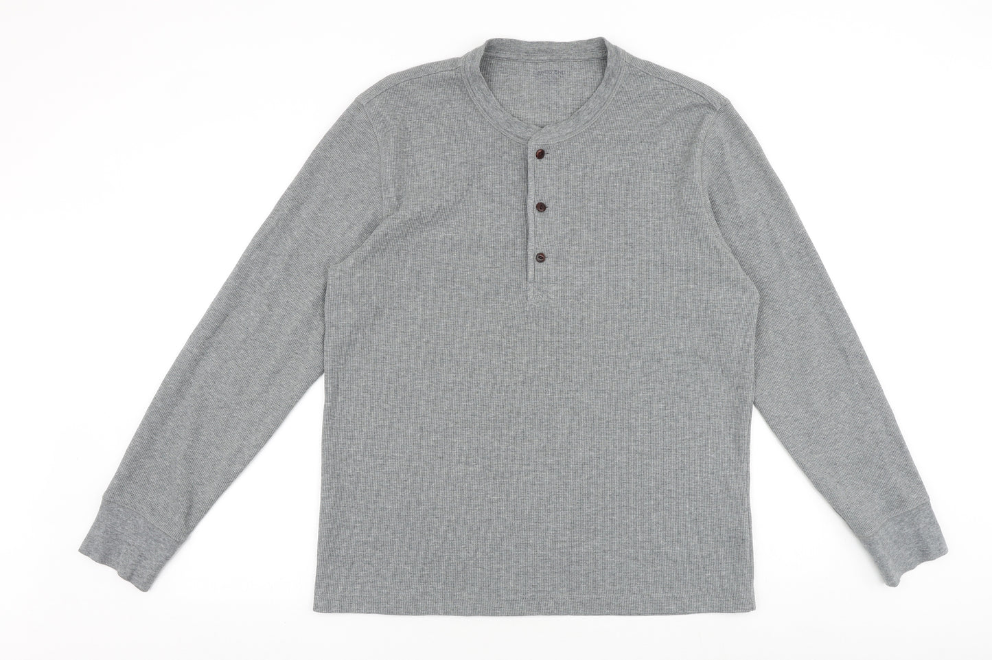 Lands' End Mens Grey Cotton T-Shirt Size M Crew Neck Buckle