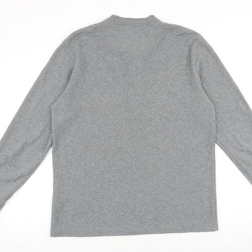 Lands' End Mens Grey Cotton T-Shirt Size M Crew Neck Buckle