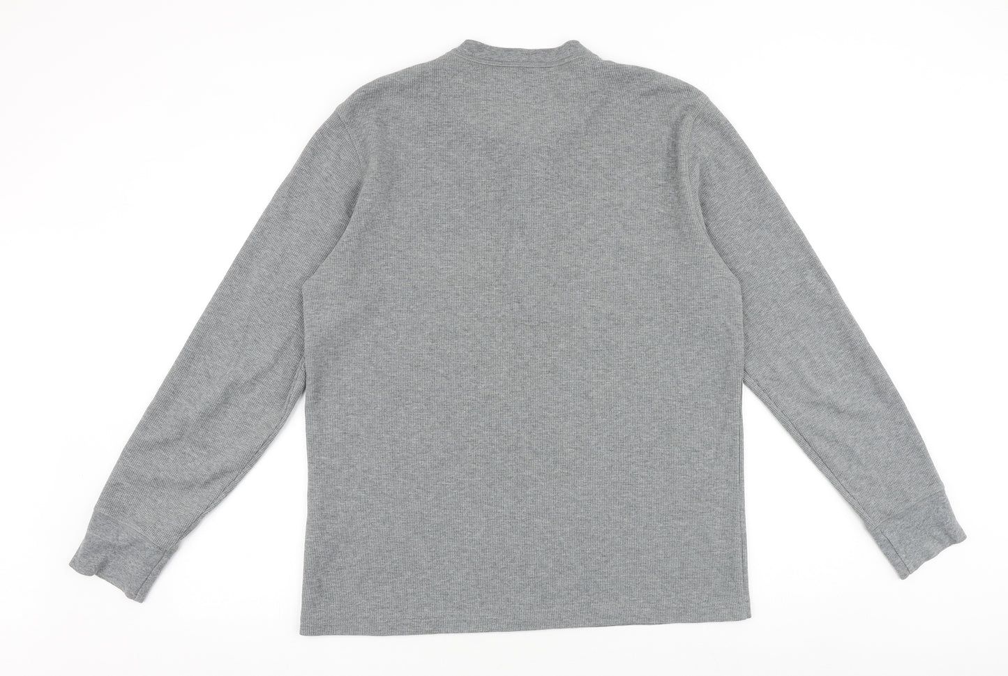 Lands' End Mens Grey Cotton T-Shirt Size M Crew Neck Buckle