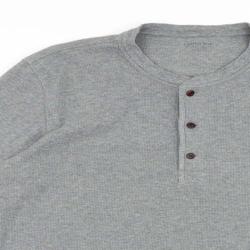 Lands' End Mens Grey Cotton T-Shirt Size M Crew Neck Buckle