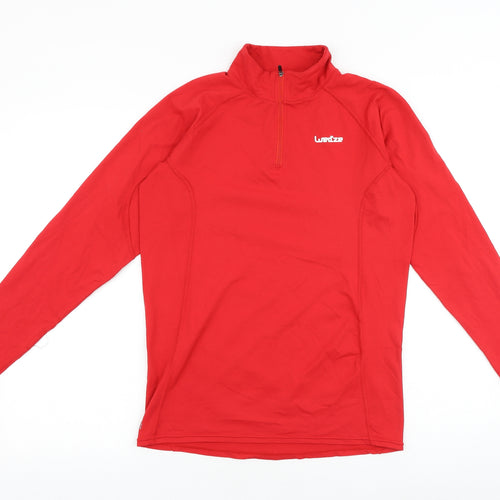oxylane Womens Red Polyester Pullover Sweatshirt Size M Zip