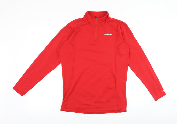 oxylane Womens Red Polyester Pullover Sweatshirt Size M Zip