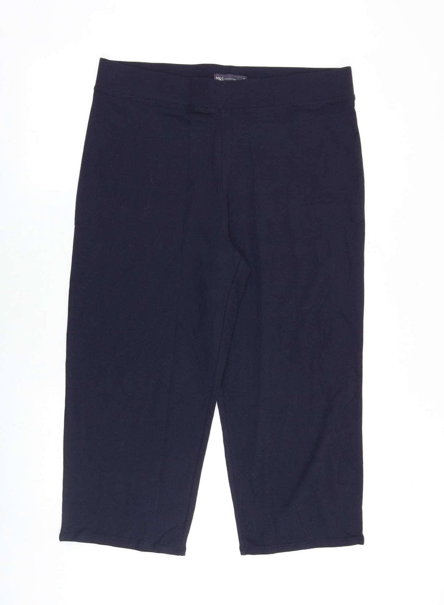 Marks and Spencer Womens Blue Cotton Capri Leggings Size 16 Regular