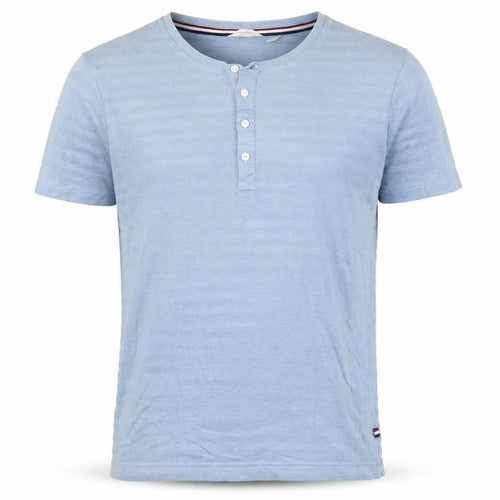 Lindbergh Mens Blue Striped Polyester T-Shirt Size M Round Neck
