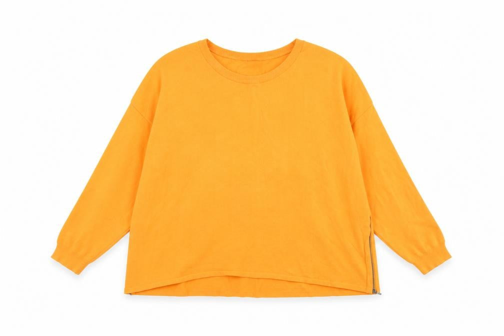 Front view of Marks & Spencer women’s orange round neck viscose jumper, size UK 16