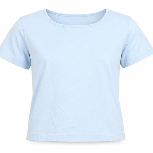 Littlewoods Womens Blue Cotton Basic T-Shirt Size M Round Neck