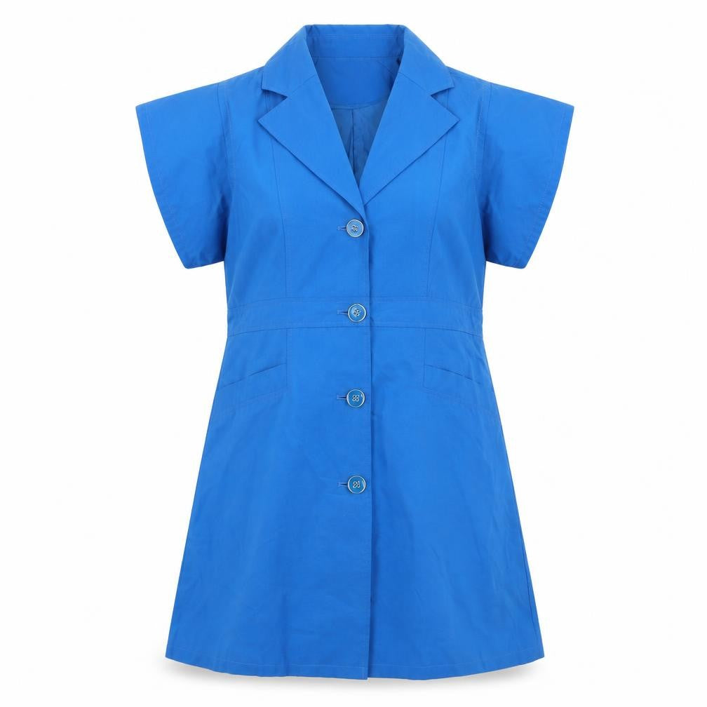 Front view of Damart women’s blue jacket blazer, size UK 14, button