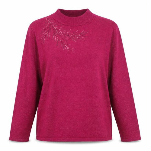 Bonmarché Womens Pink Mock Neck Acrylic Pullover Jumper Size L