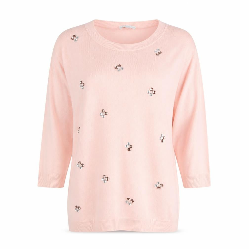 New York & Conpany Womens Pink Round Neck Geometric Acrylic Pullover Jumper Size L