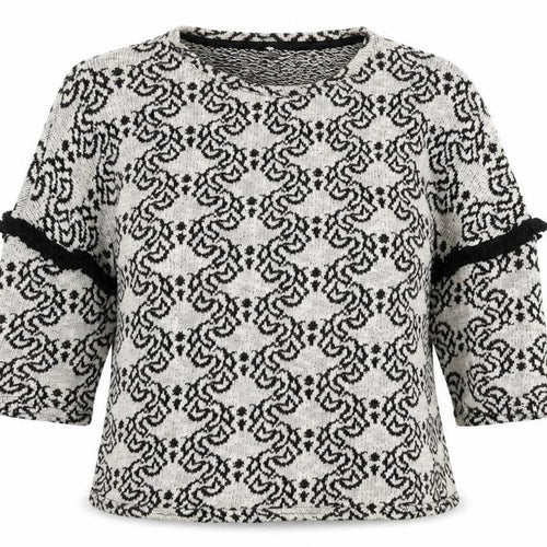 TALLY WEiJL Womens Grey Round Neck Geometric Cotton Pullover Jumper Size M