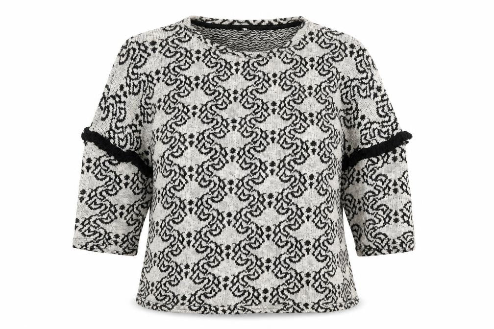 TALLY WEiJL Womens Grey Round Neck Geometric Cotton Pullover Jumper Size M