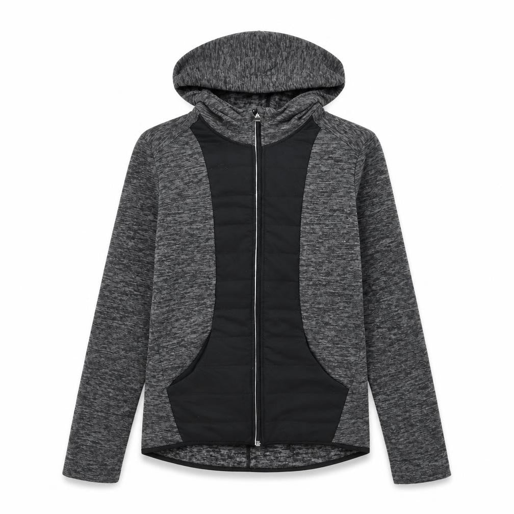 Front view of Next women’s black geometric jacket, size UK 6, zip