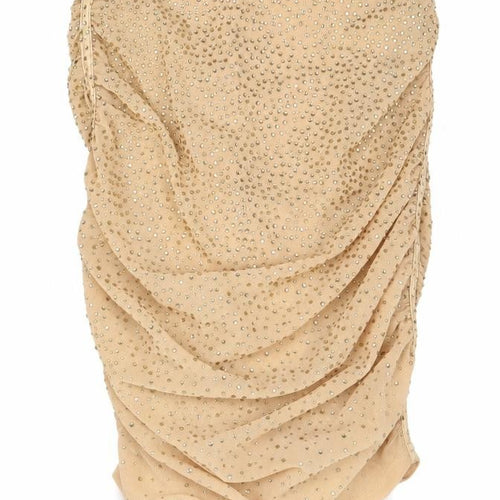 Oh Polly Womens Gold Geometric Polyester Bandage Skirt Size 4 Zip