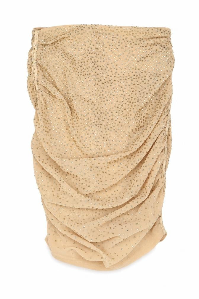 Oh Polly Womens Gold Geometric Polyester Bandage Skirt Size 4 Zip