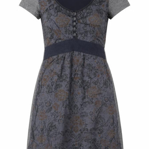 Cream Womens Grey Floral Viscose A-Line Size XS Round Neck Button