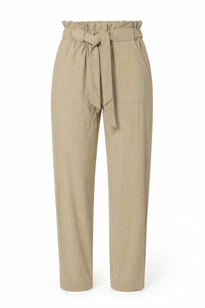 Preworn Womens Brown Polyester Trousers Size S Regular Tie