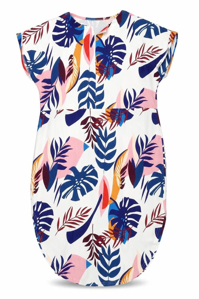 Front view of SHEIN women’s white floral polyester a-line, size XL, round neck pullover
