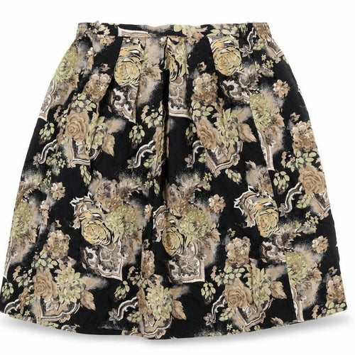 Preworn Womens Black Floral Polyester Swing Skirt Size 30 in