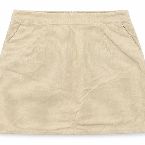 New Look Womens Beige Cotton A-Line Skirt Size 8 Zip