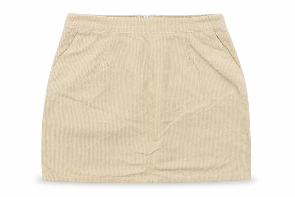 New Look Womens Beige Cotton A-Line Skirt Size 8 Zip
