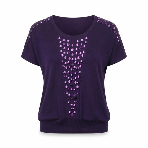 Claudia Womens Purple Scoop Neck Viscose Pullover Jumper Size M