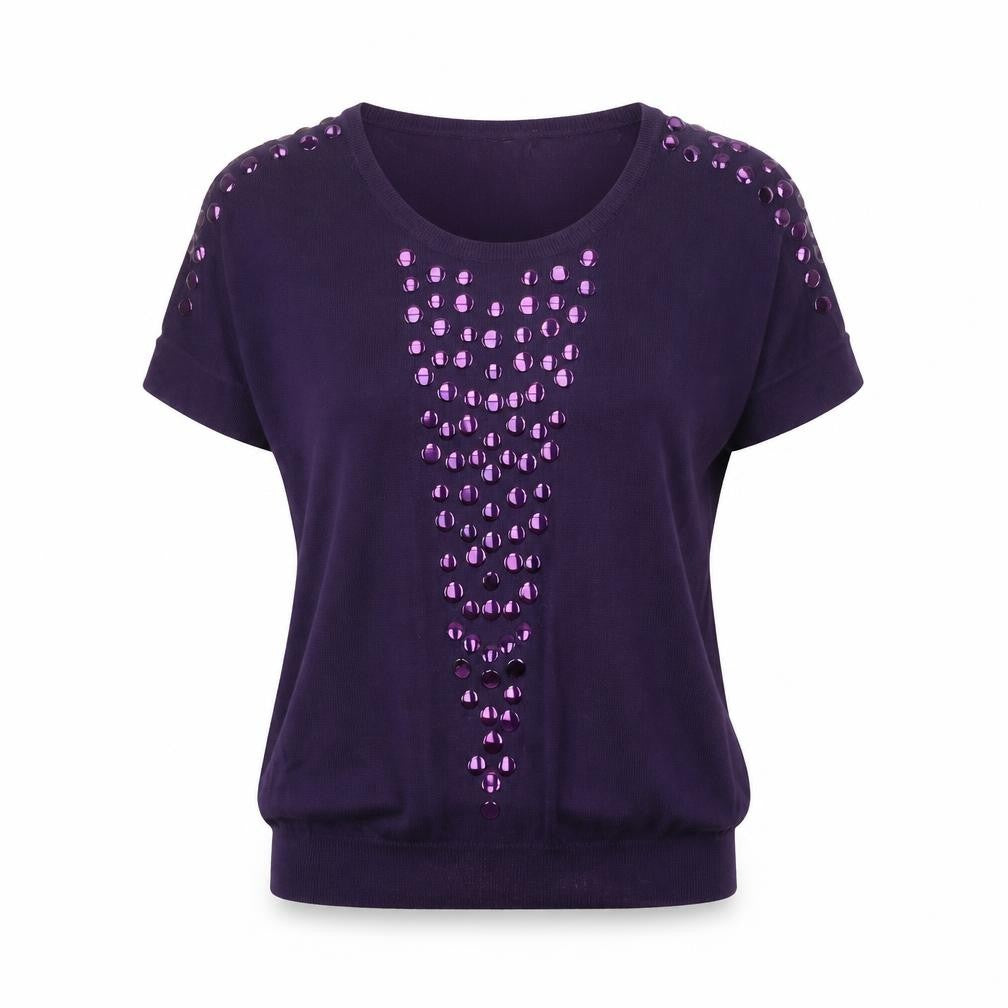 Claudia Womens Purple Scoop Neck Viscose Pullover Jumper Size M