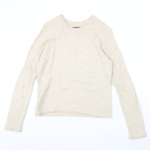 Topshop Womens Beige Round Neck Acrylic Pullover Jumper Size 8 Pullover