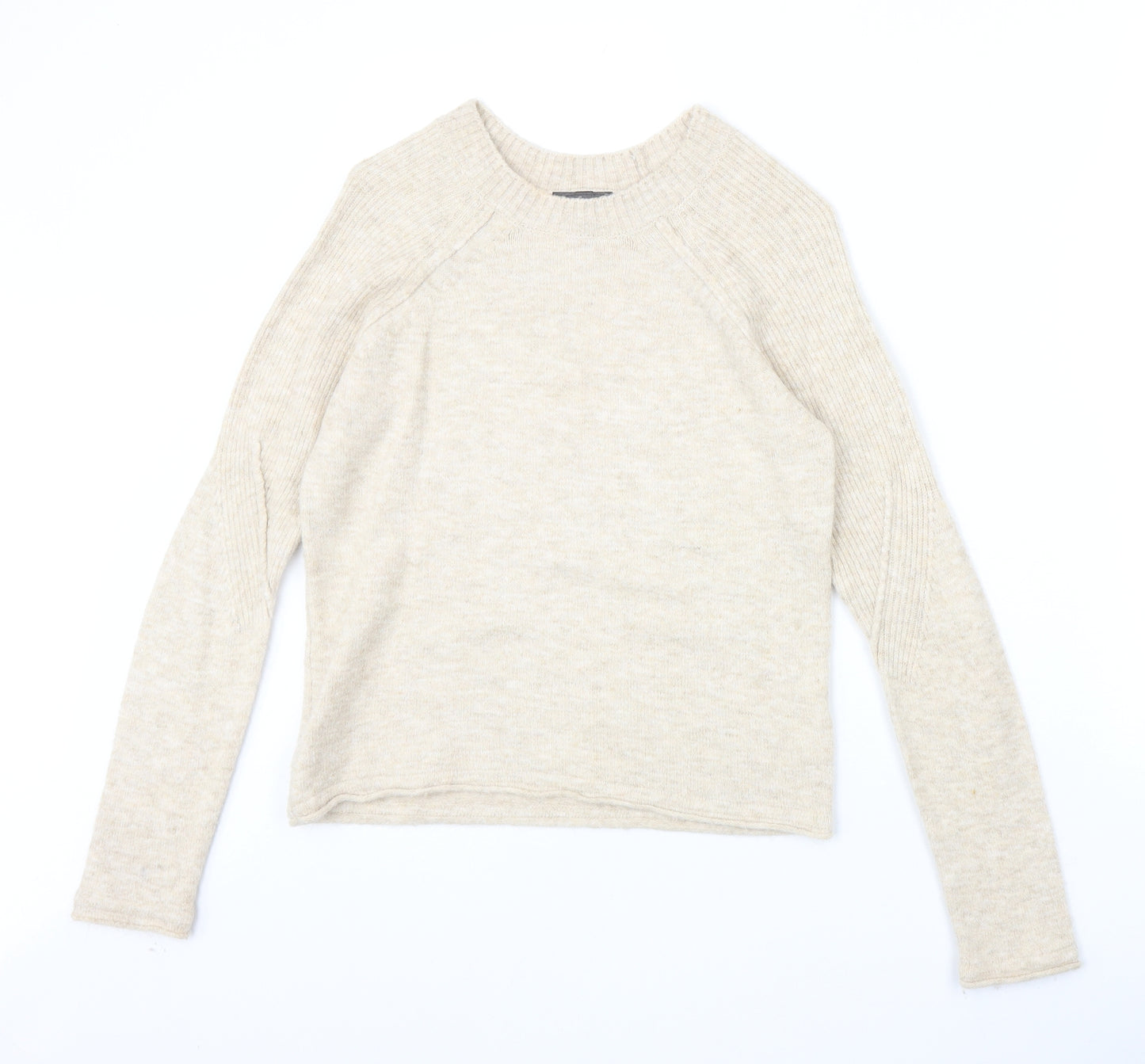 Topshop Womens Beige Round Neck Acrylic Pullover Jumper Size 8 Pullover