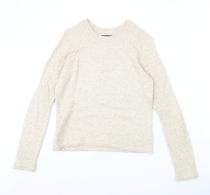 Topshop Womens Beige Round Neck Acrylic Pullover Jumper Size 8 Pullover
