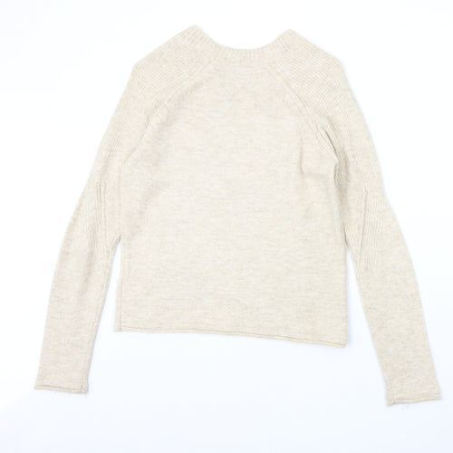 Topshop Womens Beige Round Neck Acrylic Pullover Jumper Size 8 Pullover
