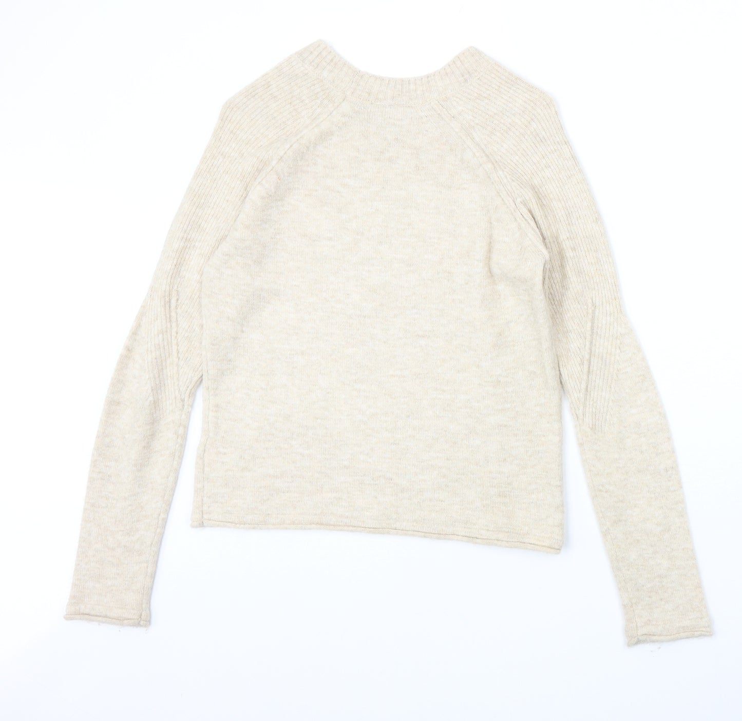 Topshop Womens Beige Round Neck Acrylic Pullover Jumper Size 8 Pullover