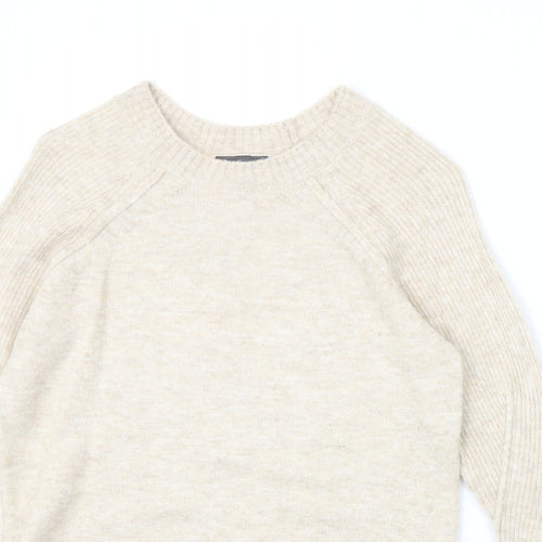 Topshop Womens Beige Round Neck Acrylic Pullover Jumper Size 8 Pullover