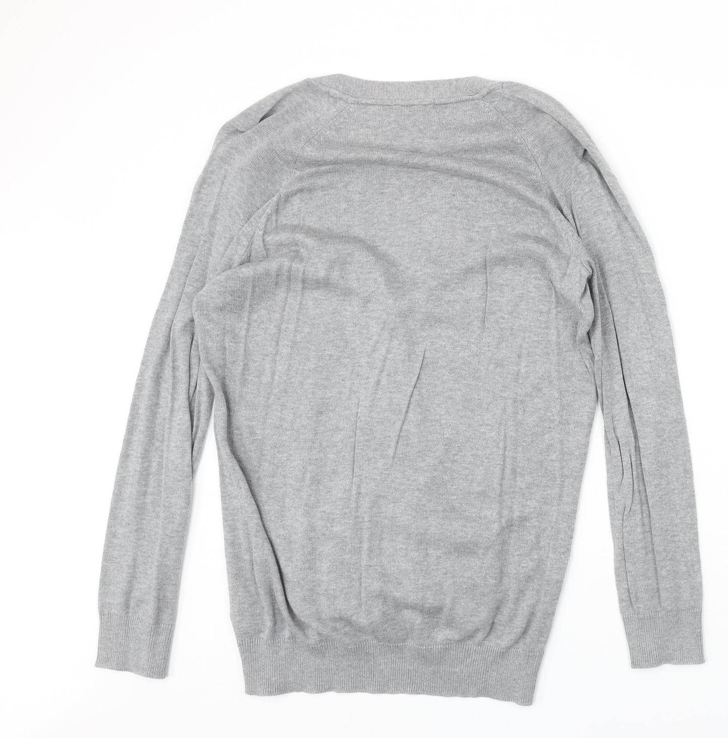H&M Womens Grey V-Neck Cotton Cardigan Jumper Size S