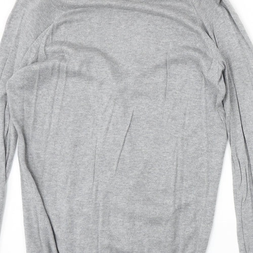 H&M Womens Grey V-Neck Cotton Cardigan Jumper Size S