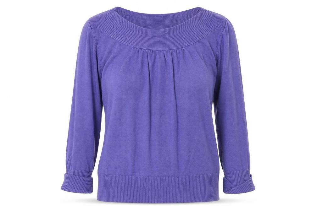 Marks and Spencer Womens Purple Boat Neck Acrylic Pullover Jumper Size 10