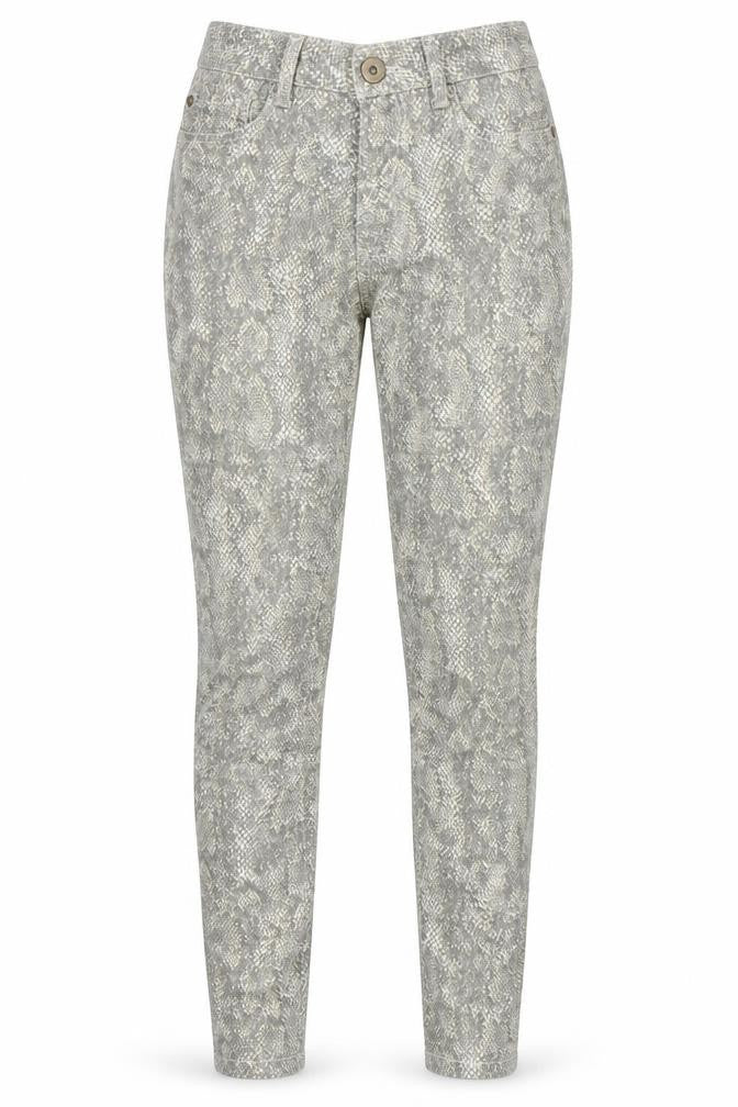 Miss Selfridge Womens Beige Animal Print Cotton Skinny Jeans Size 6 Regular Zip - Snake Skin Print
