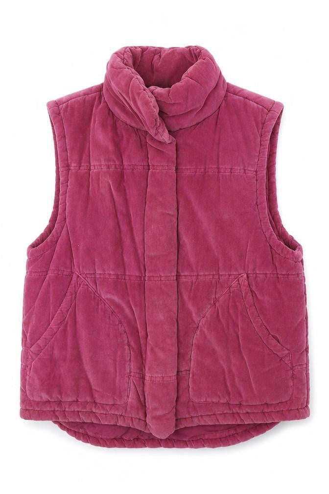 Front view of Mod-o-Doc women’s pink gilet jacket, size S, zip