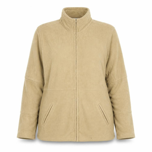 Front view of Marks & Spencer women’s beige jacket, size UK 14, zip