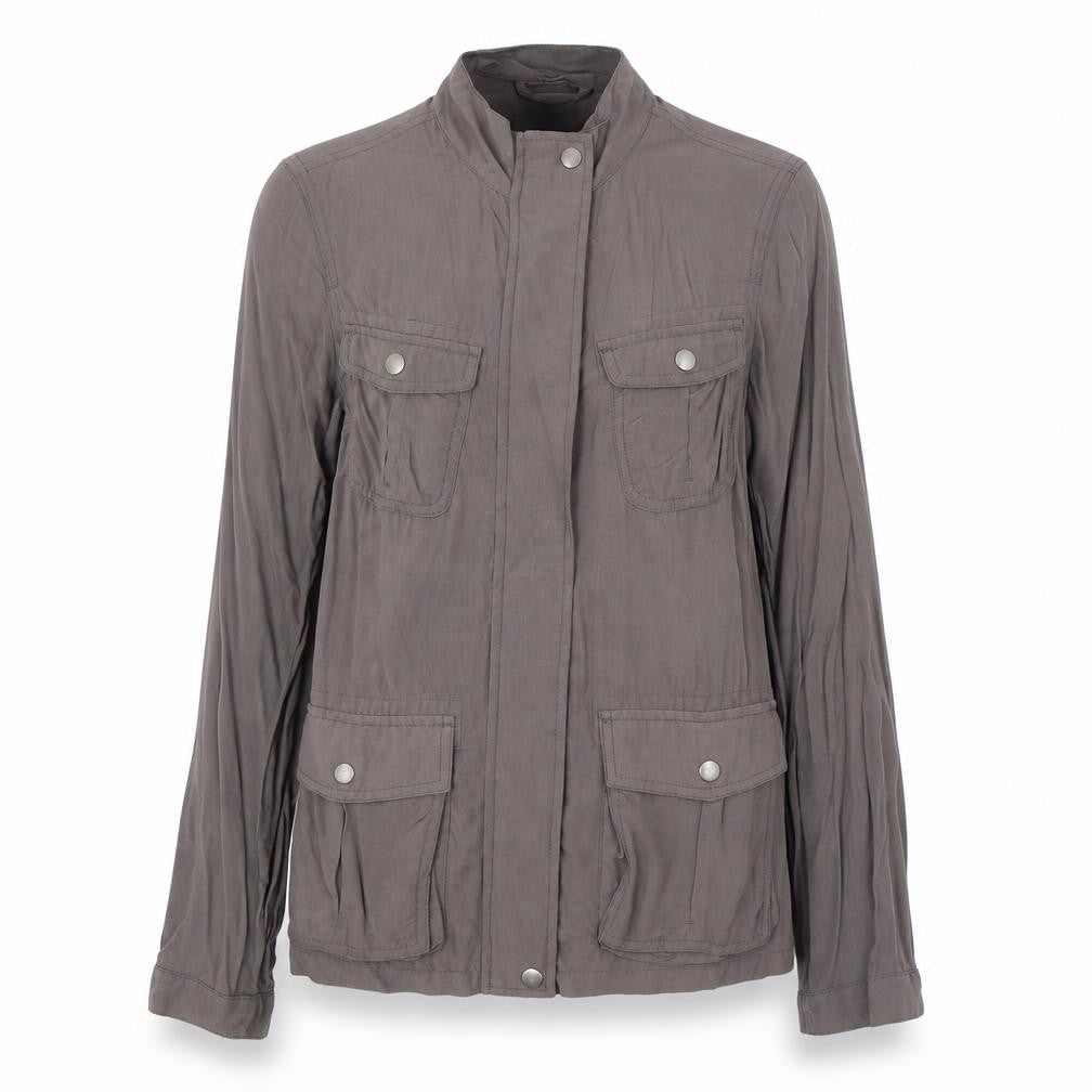 Front view of Gap women’s grey jacket, size XS, zip