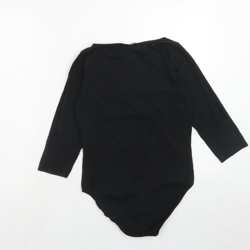 H&M Womens Black Cotton Bodysuit One-Piece Size M Snap