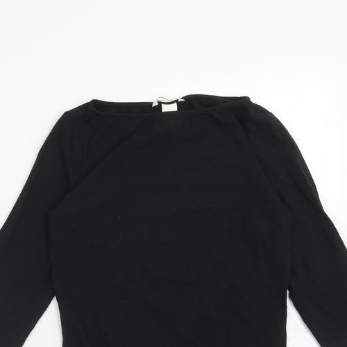H&M Womens Black Cotton Bodysuit One-Piece Size M Snap