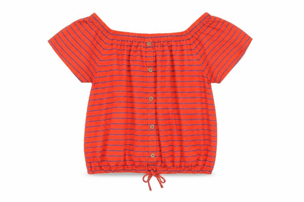 Front view of Next women’s orange striped viscose basic t-shirt, size UK 10, boat neck