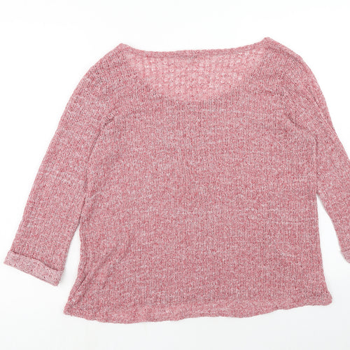 Peacocks Womens Pink Crew Neck Polyester Pullover Jumper Size 14 Pullover