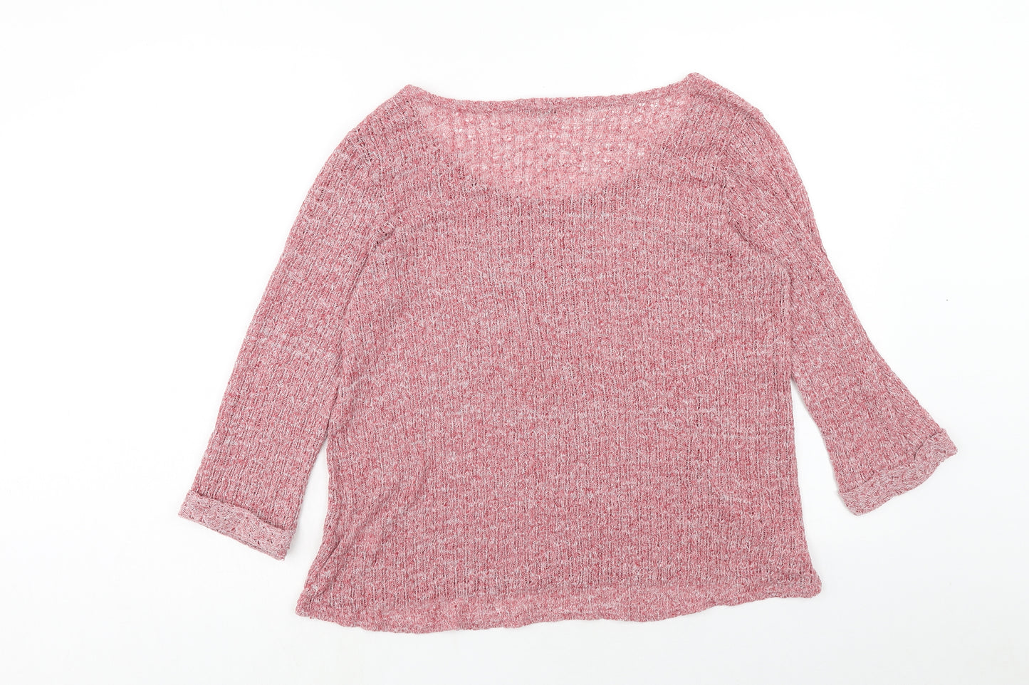 Peacocks Womens Pink Crew Neck Polyester Pullover Jumper Size 14 Pullover